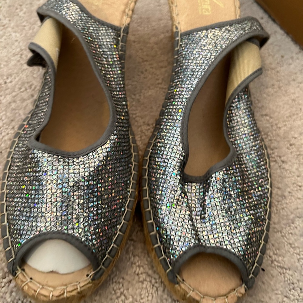 Metallic espadrilles.